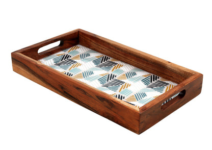 Wooden Tray with Enamel, Multicoloured Tray - 16 x 9 inch WH