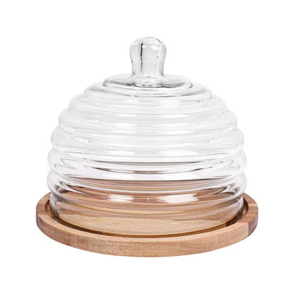 Bee hive cake dome with Wooden plate - 8 inch