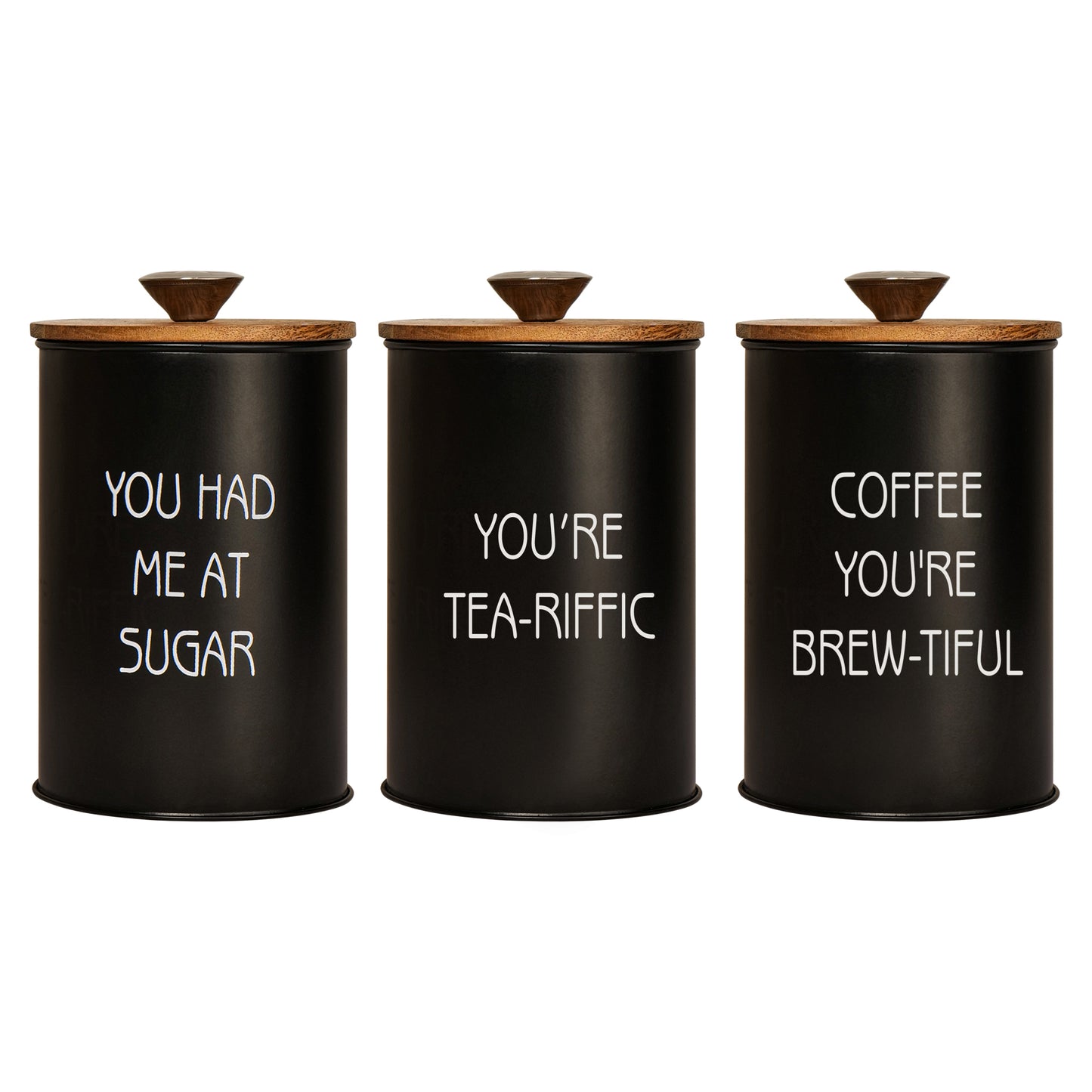 Quirky Tea Coffee Sugar Canisters - Set of 3 BL