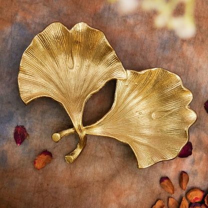 Nature's Elegance: Aluminum Twin Leaf Platter / Bowl