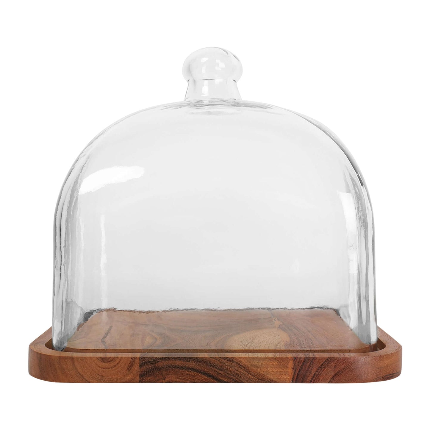 Square Glass dome with wooden base - 8 inch