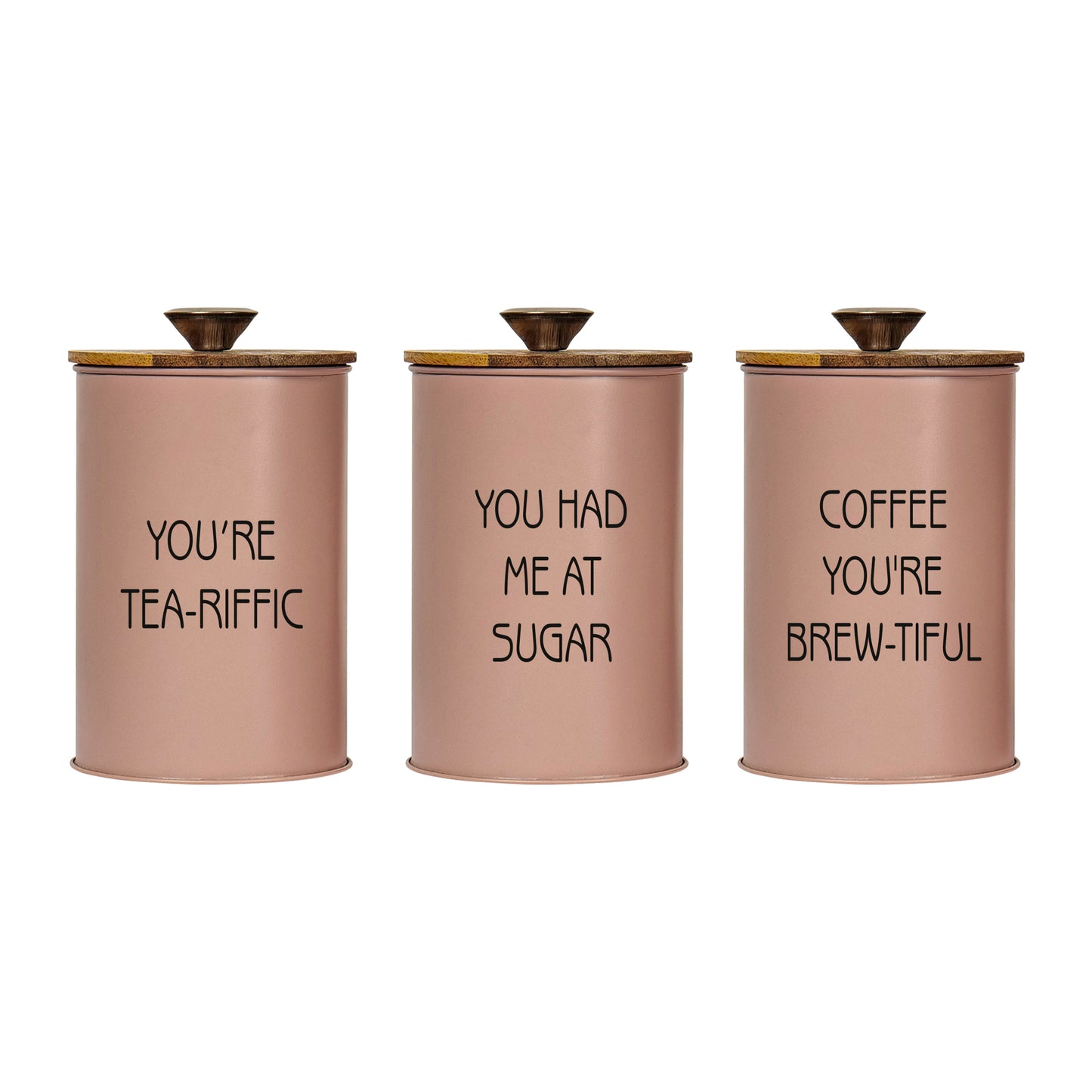 Quirky Tea Coffee Sugar Canisters - Set of 3 PK