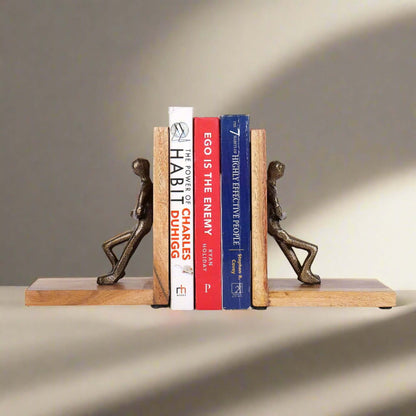 Unique Antique Golden Human bookend Showpiece | Decorative Book Holder Stand For Office & Home