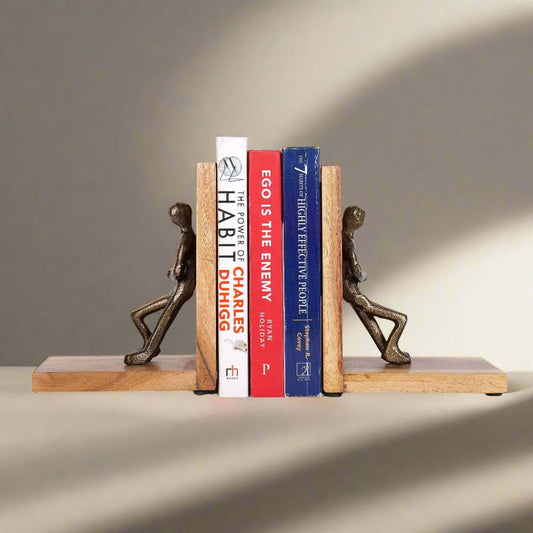 Decorative bookends for holding up books on a shelf