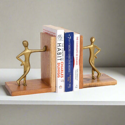 Unique Golden Human bookend Showpiece | Decorative Book Holder Stand For Office & Home