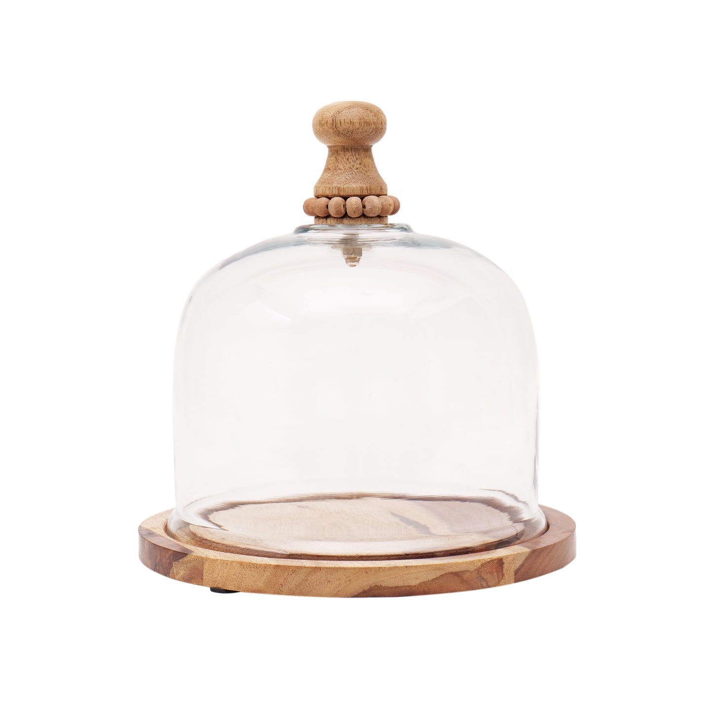 Woodland Elegance: Cake Dome with Rustic Wooden Knob - 7.25 inch