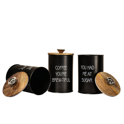 Quirky Tea Coffee Sugar Canisters - Set of 3 BL