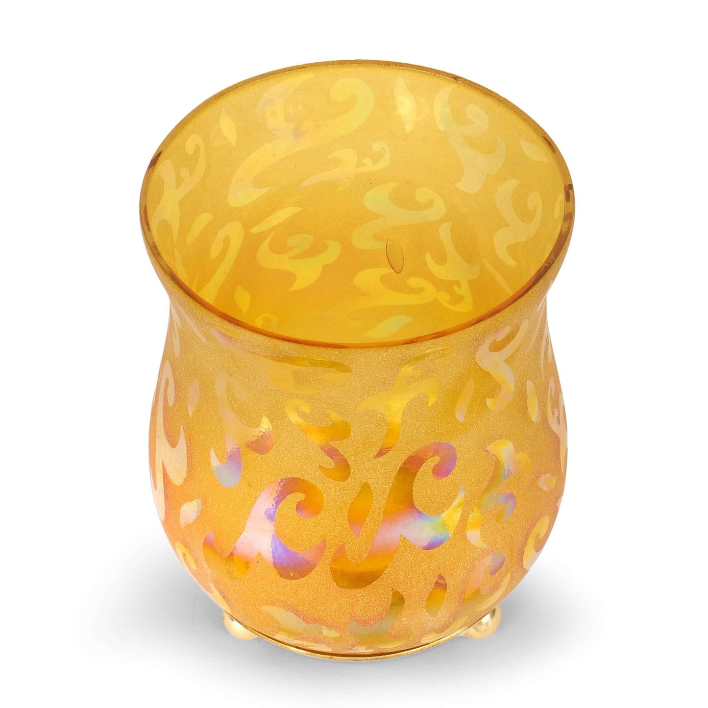 "Ethereal Glow" Painted Glass and Iron Tealight Holder - LM