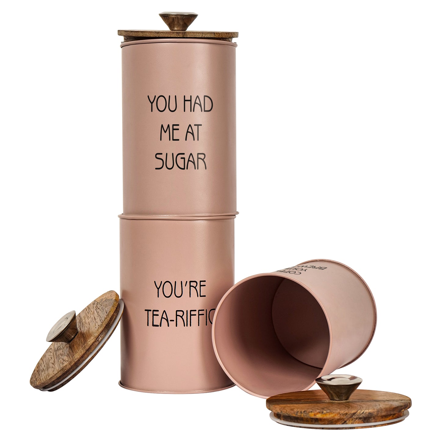 Quirky Tea Coffee Sugar Canisters - Set of 3 PK