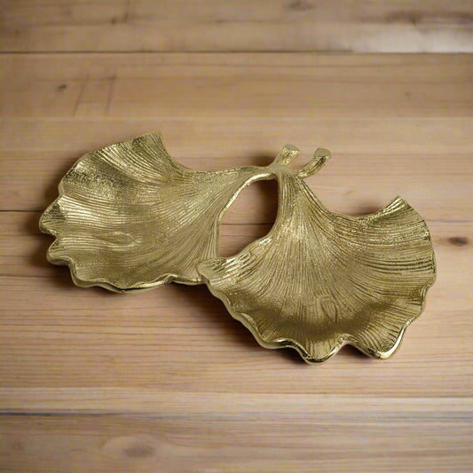 Nature's Elegance: Aluminum Twin Leaf Platter / Bowl