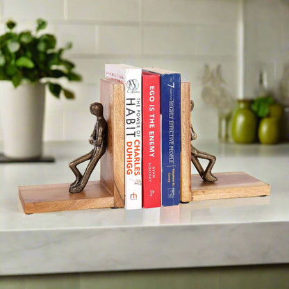 Unique Antique Golden Human bookend Showpiece | Decorative Book Holder Stand For Office & Home