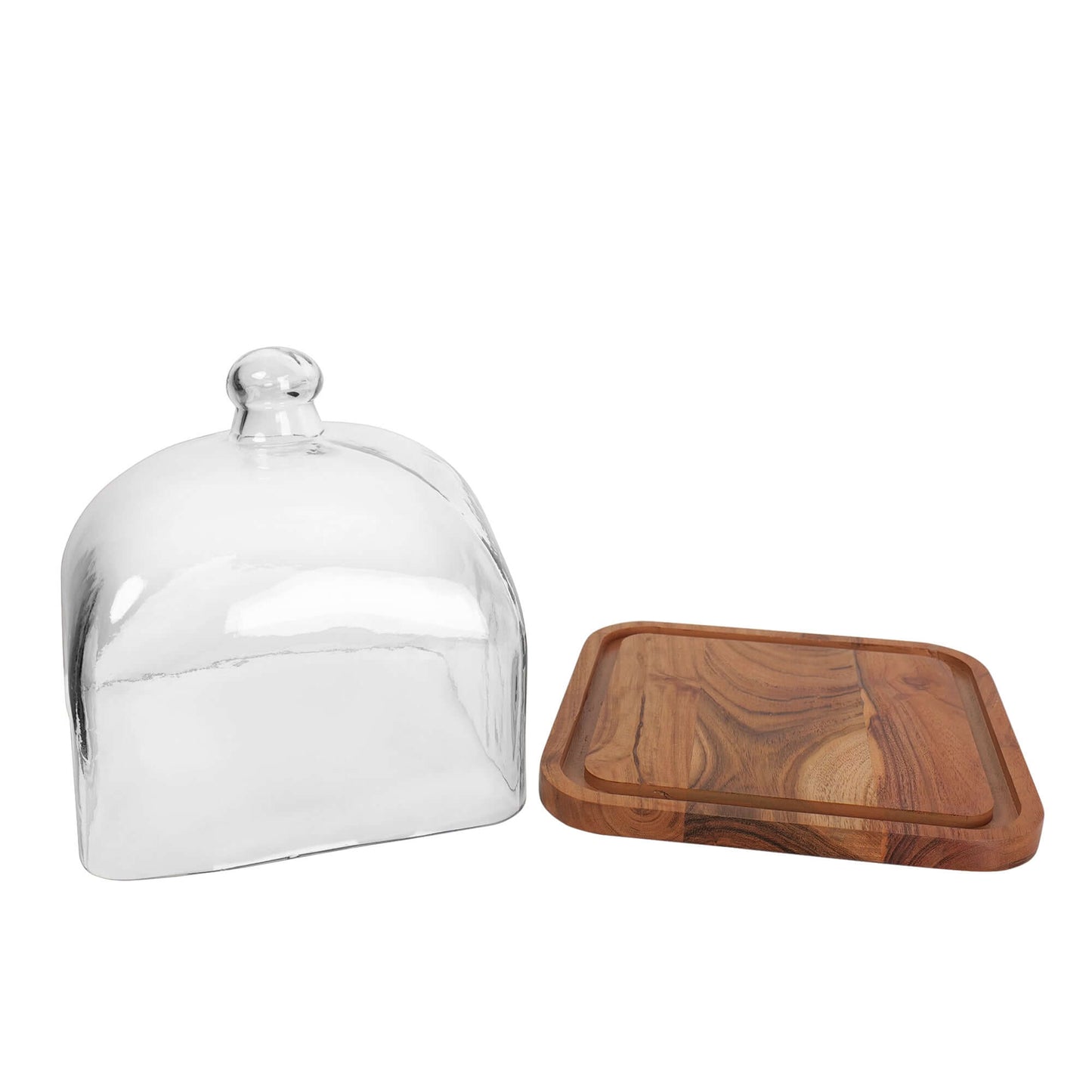 Square Glass dome with wooden base - 8 inch