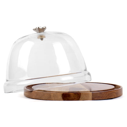 Cake dome with Wooden Base - 8" flower