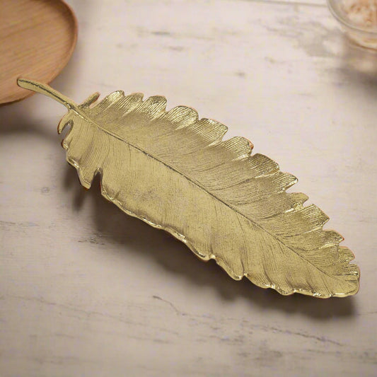 Nature's Elegance: Aluminum Leaf Platter - 15 inch