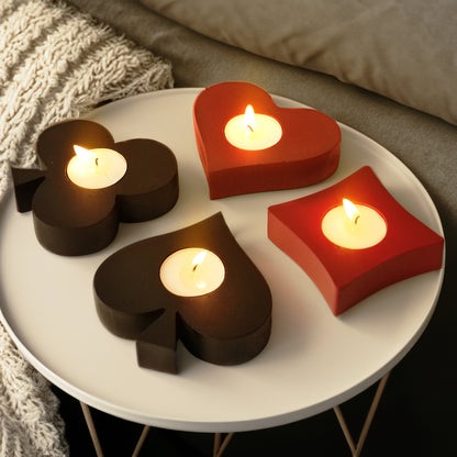 Card Theme Wooden Tealights - Set of 4