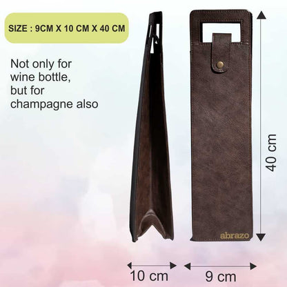 Vegan Leather Wine Bottle Holder, Wine Bag - Brown