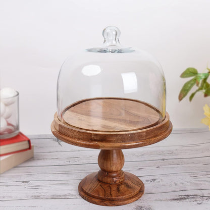 Cake dome with Wooden Pedestal