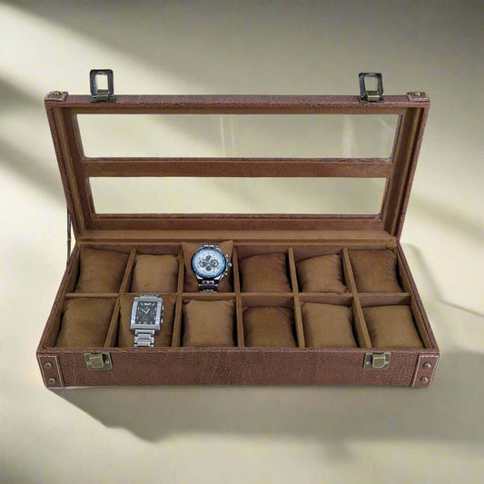 Leather watch case for protecting and organizing watches