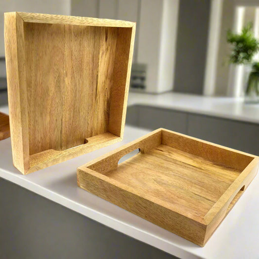 Handcrafted Wooden Serving Tray - Perfect for Serving Snacks, Tea, Coffee, and Desserts