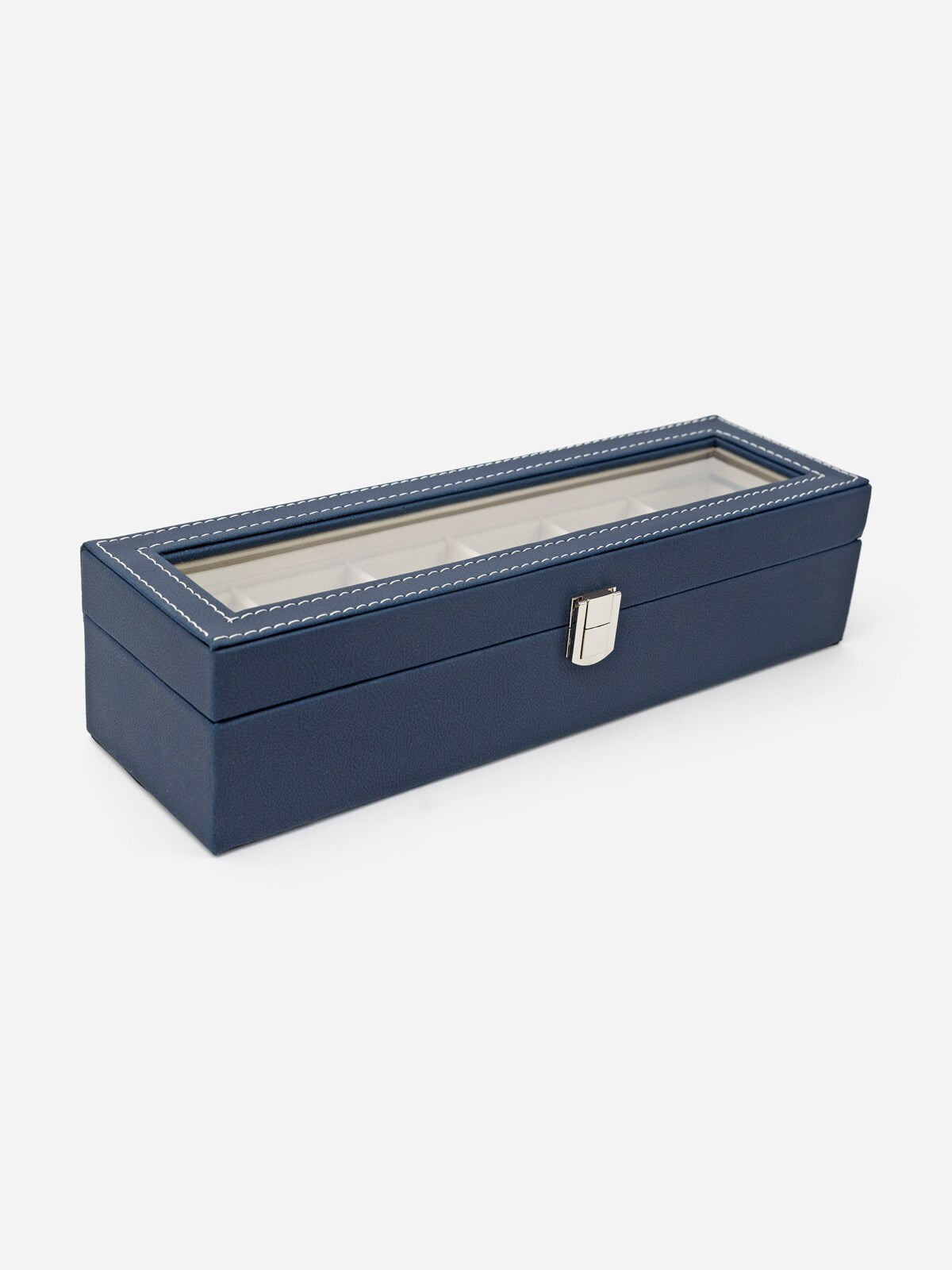 Navy Blue Leather Watch Organizer (6 slots)