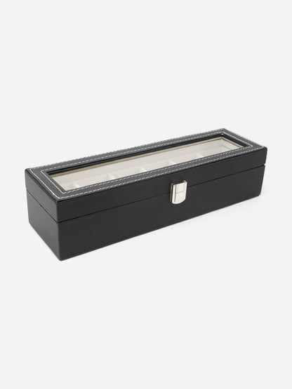 Black Leather Watch Organizer (6 slots)