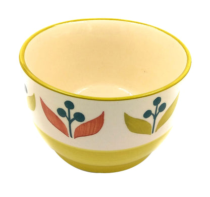 Ceramic Soup/Milk/Coffee Mug Cup (Yellow Floral)