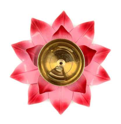 Lotus Kuber Diya Puja Oil Lamp - Pink