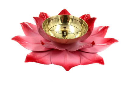 Lotus Kuber Diya Puja Oil Lamp - Pink