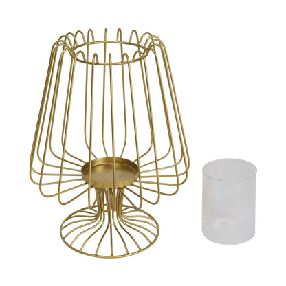 Golden Candle Holder for Home Decor with Glass