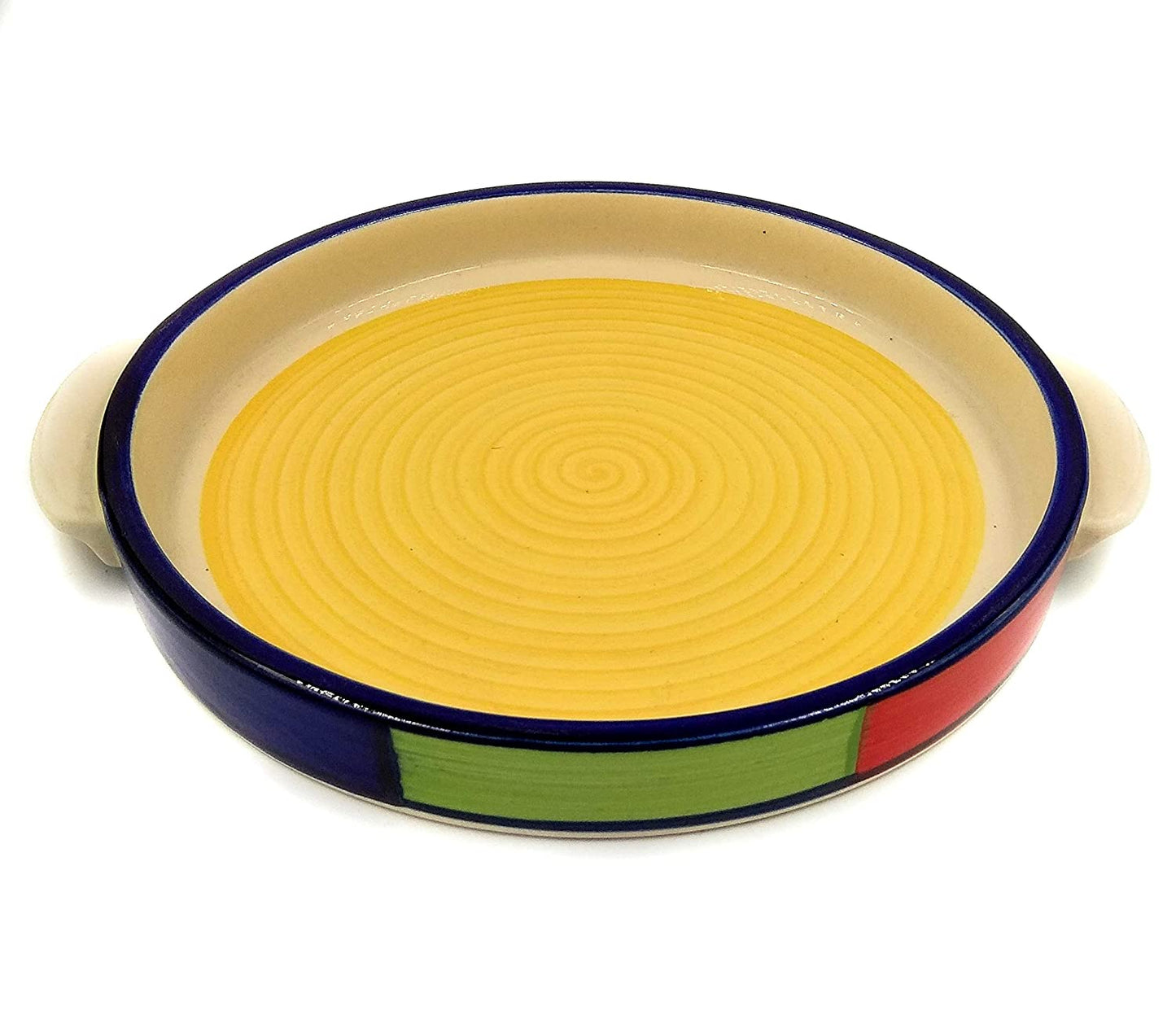 Ceramic Round Pizza Plate 8 Inches Serving Plate , Microwave Safe Round Plate - Multi