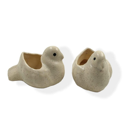 Ceramic bird planter set of 2