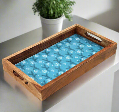 Wooden Tray with Enamel - 16 x 9 inch BL