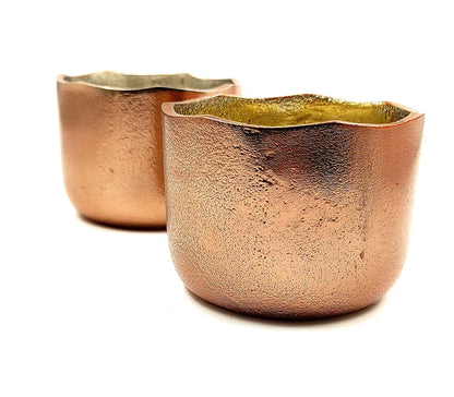 Aluminium Jar Candles, Set of 2 Rosegold Metal Candles