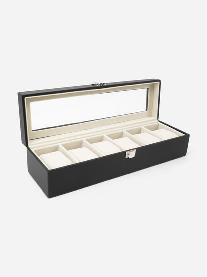 Black Leather Watch Organizer (6 slots)