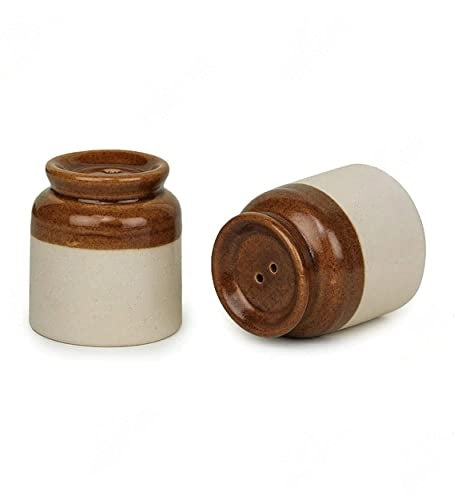 Classic Stoneware Salt Pepper Dispenser, 2-Pieces