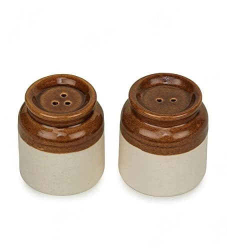 Classic Stoneware Salt Pepper Dispenser, 2-Pieces