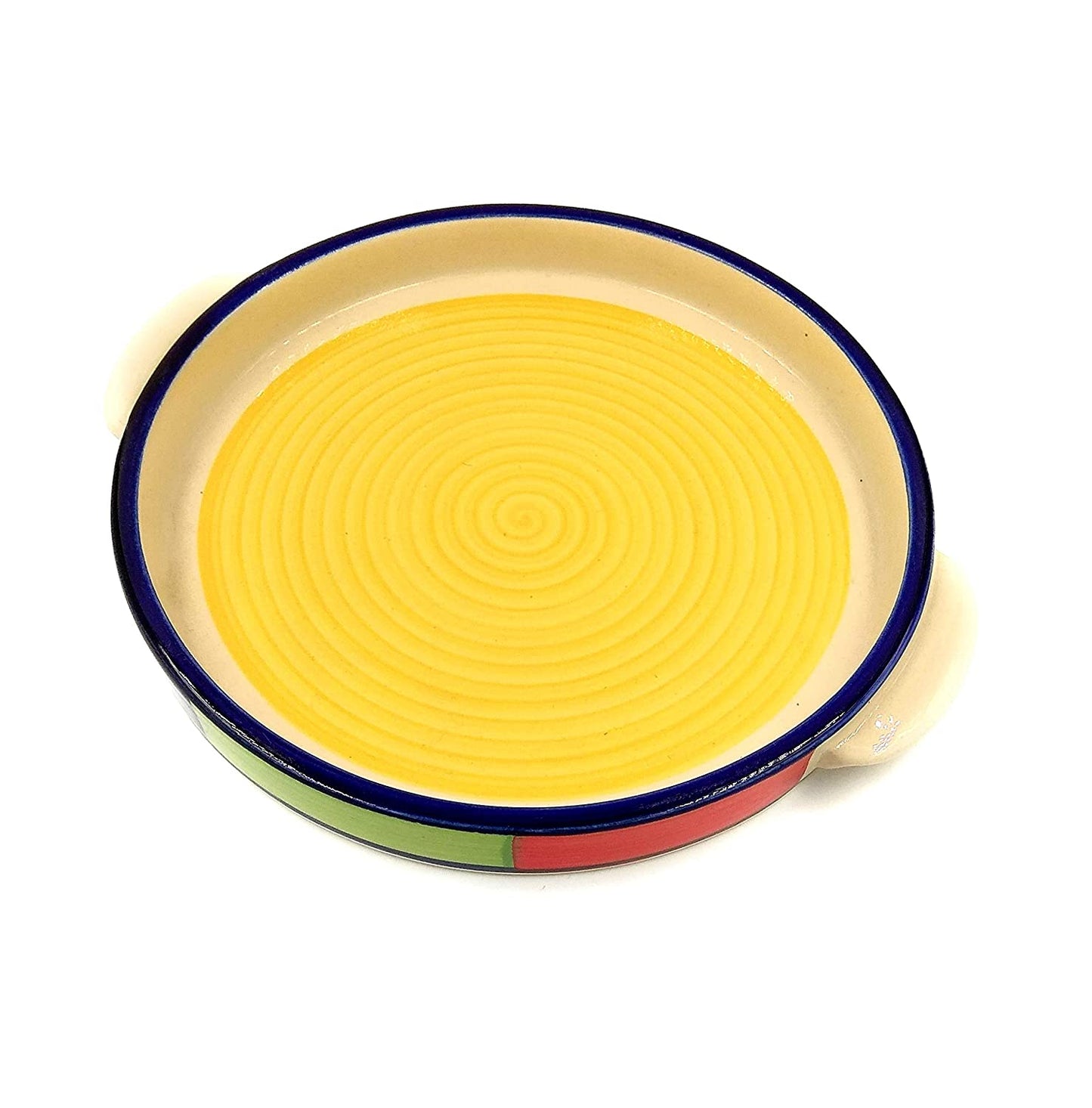 Ceramic Round Pizza Plate 8 Inches Serving Plate , Microwave Safe Round Plate - Multi