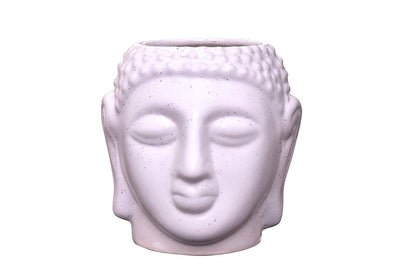 Ceramic Pot, White, 4 x 4 x 5.5 inch - Buddha