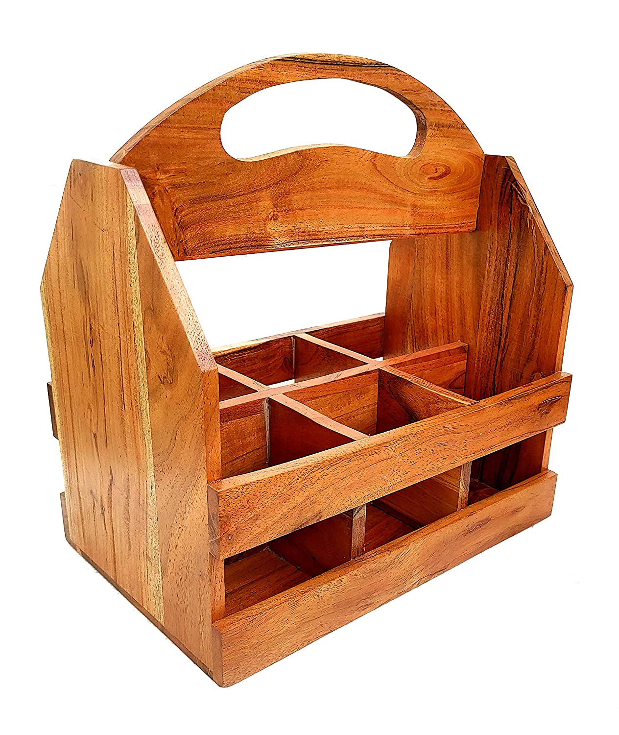 Wooden 6 Pack Carrier, Caddy, Ketchup Stand, Bottle Holder