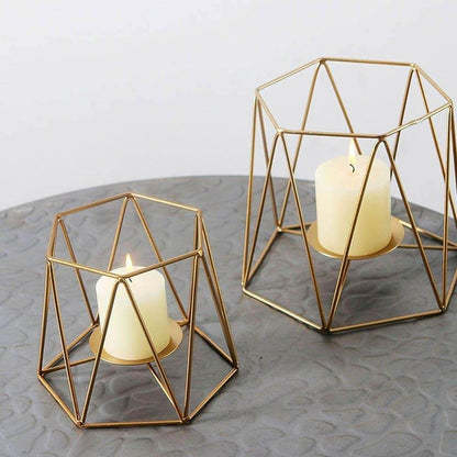 Gold Candle Holder for Decor Set of 2 - GEO