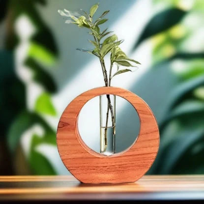 Wooden round test-tube planter