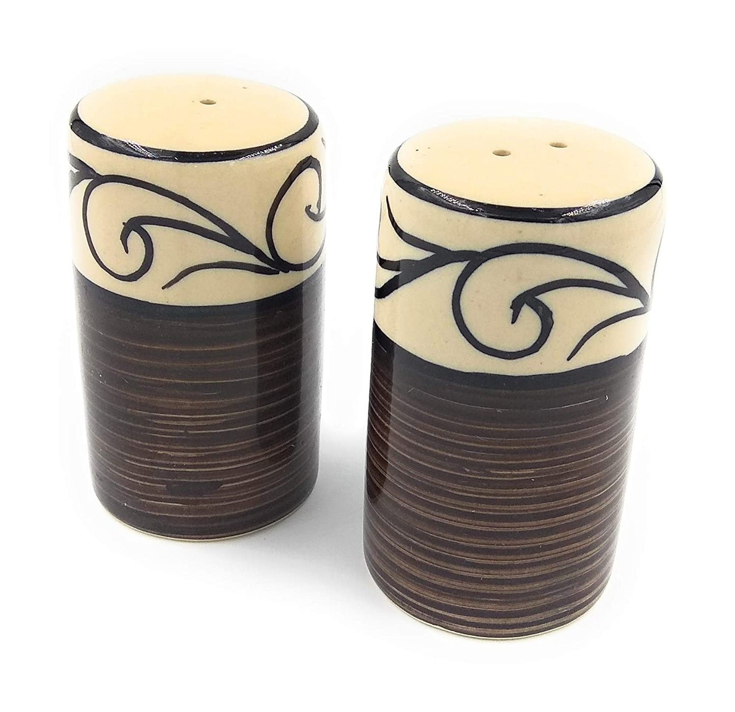 Ceramic Salt and Pepper Dispensers, Salt and Pepper Set - Handpainted, BR