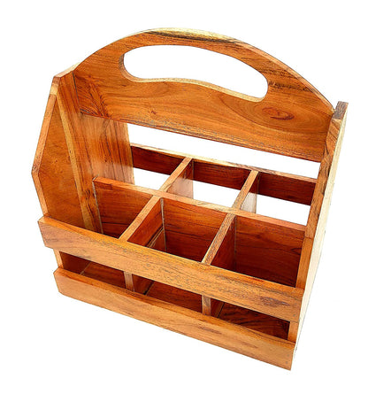 Wooden 6 Pack Carrier, Caddy, Ketchup Stand, Bottle Holder