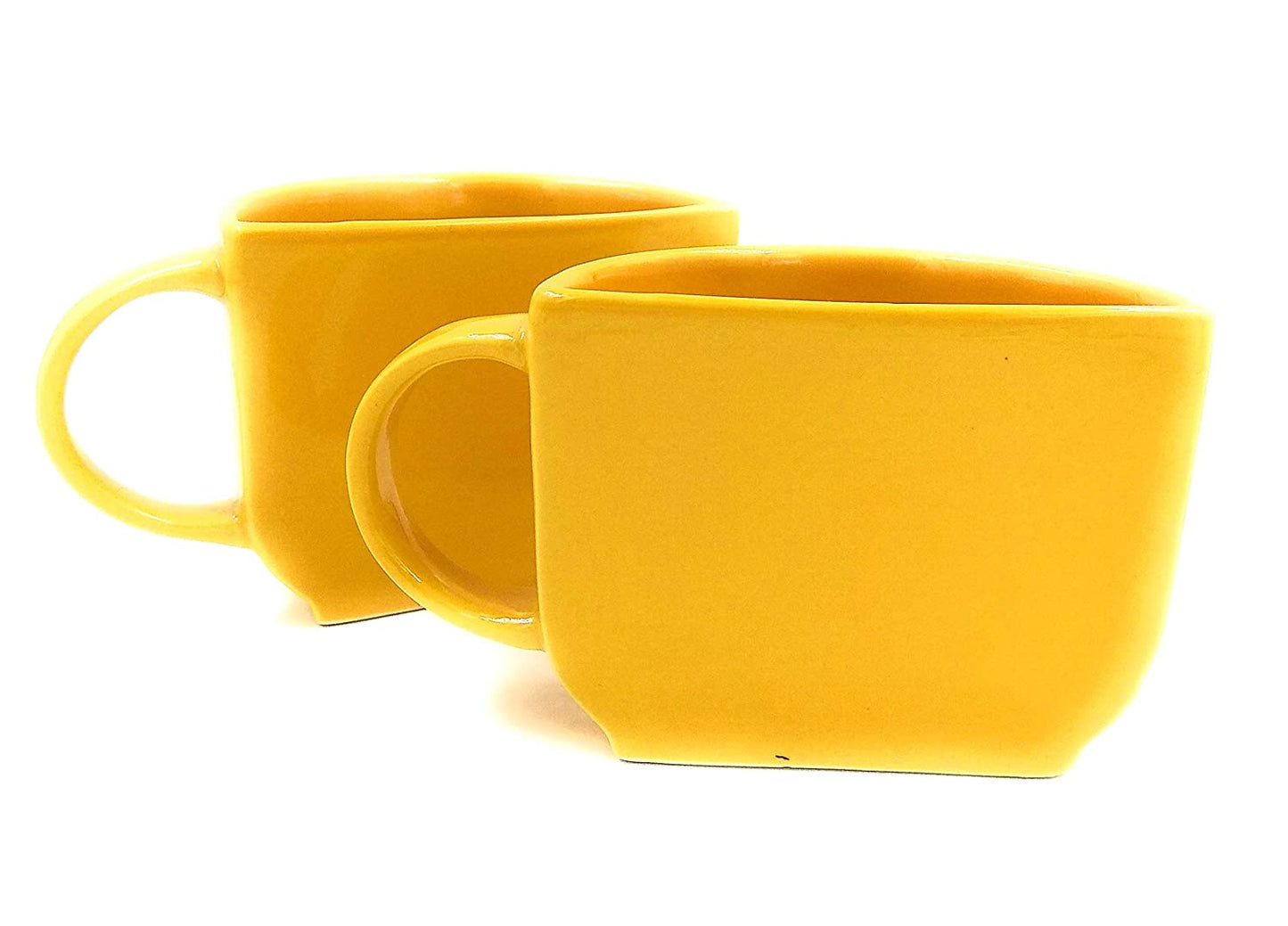 Unique Ceramic Coffee Mugs Cum Half Tea Cups (Set of 2) (Yellow)