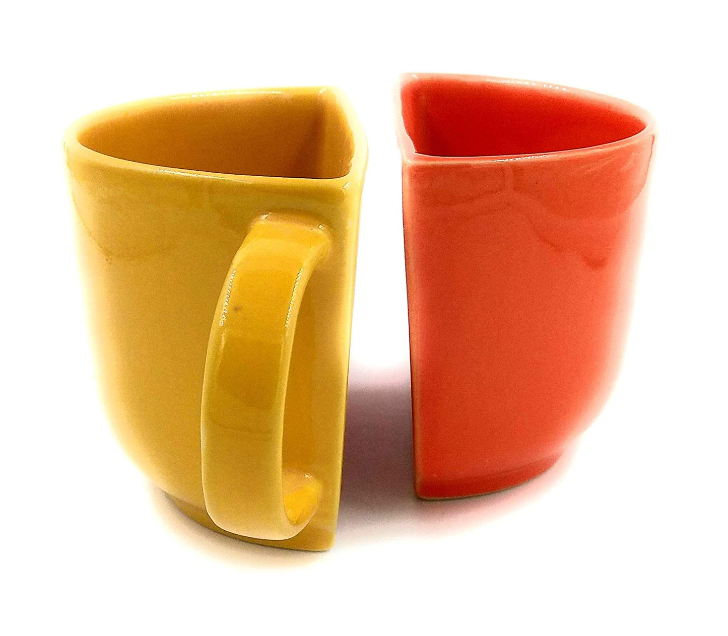 Unique Ceramic Coffee Mugs Cum Half Tea Cups (Set Of 2, Orange/Yellow)