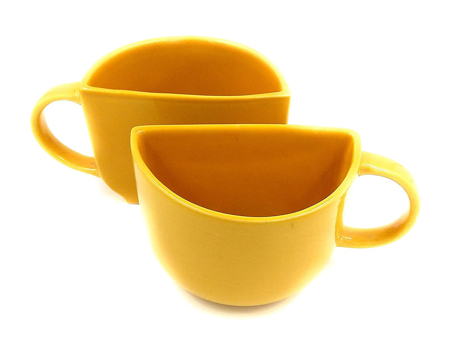 Unique Ceramic Coffee Mugs Cum Half Tea Cups (Set of 2) (Yellow)