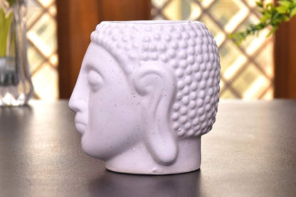 Ceramic Pot, White, 4 x 4 x 5.5 inch - Buddha