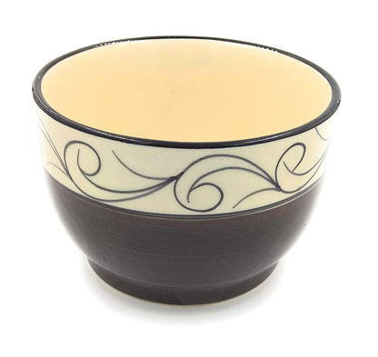 Ceramic Soup/Milk/Coffee Mug Cup (Brown and White)