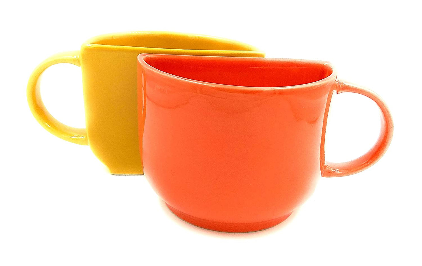 Unique Ceramic Coffee Mugs Cum Half Tea Cups (Set Of 2, Orange/Yellow)