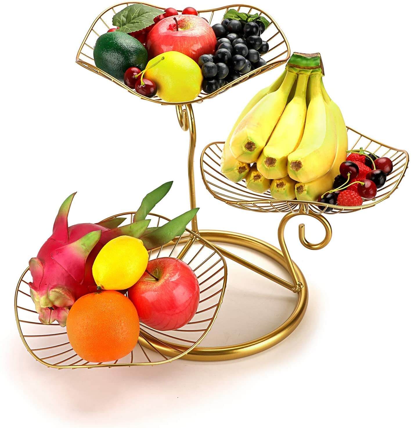 Fruit Basket for Counter - 3 Tier Golden